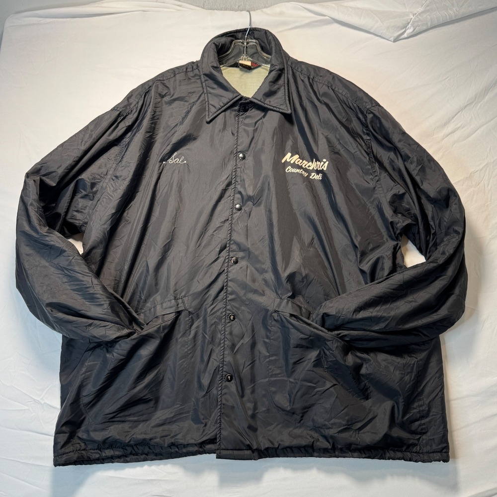 Vintage Pla Jac Dunbrooke Coach Jacket 70s 80s XXL 2XL Black Atlantic Stingrays